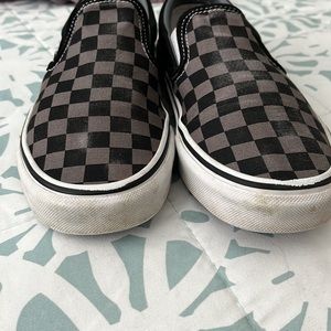 Authentic men’s classic slip ons  checkerboard Vans sneakers black and gray